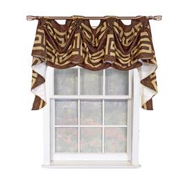 RLF Home - Atahualpa 3-S Victory 100% Cotton Tab Top Swag Window Curtain 54" x 25" - Brown