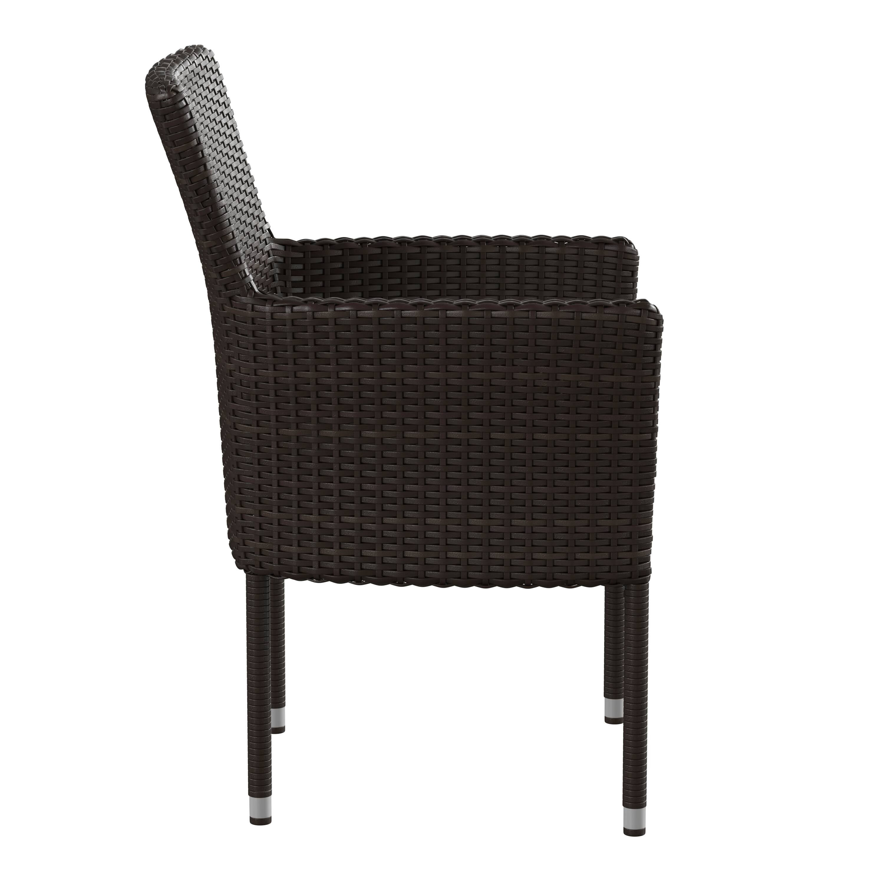 Alt View 9. Emma + Oliver - Ina Set of 2 Modern Wicker Patio Chairs with Removable Cushions for Indoor and Outdoor Use - Espresso/Cream.