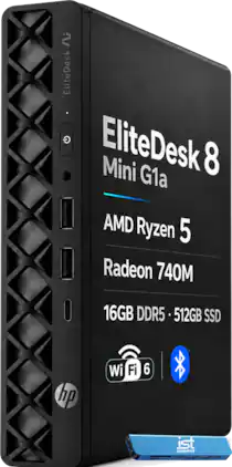 HP - EliteDesk - EliteDesk 8 Mini G1a Business Desktop - AMD Ryzen 5 - 16GB RAM - 512GB SSD - OmniDesk Professional Version - Jack Black