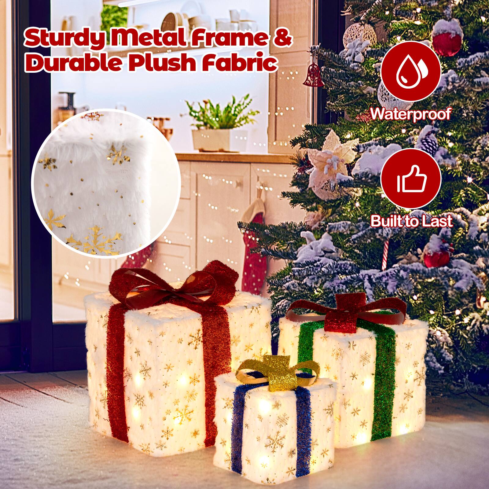 Sturdy Metal Frame & Durable Plush Fabric  
Waterproof  
Built to Last