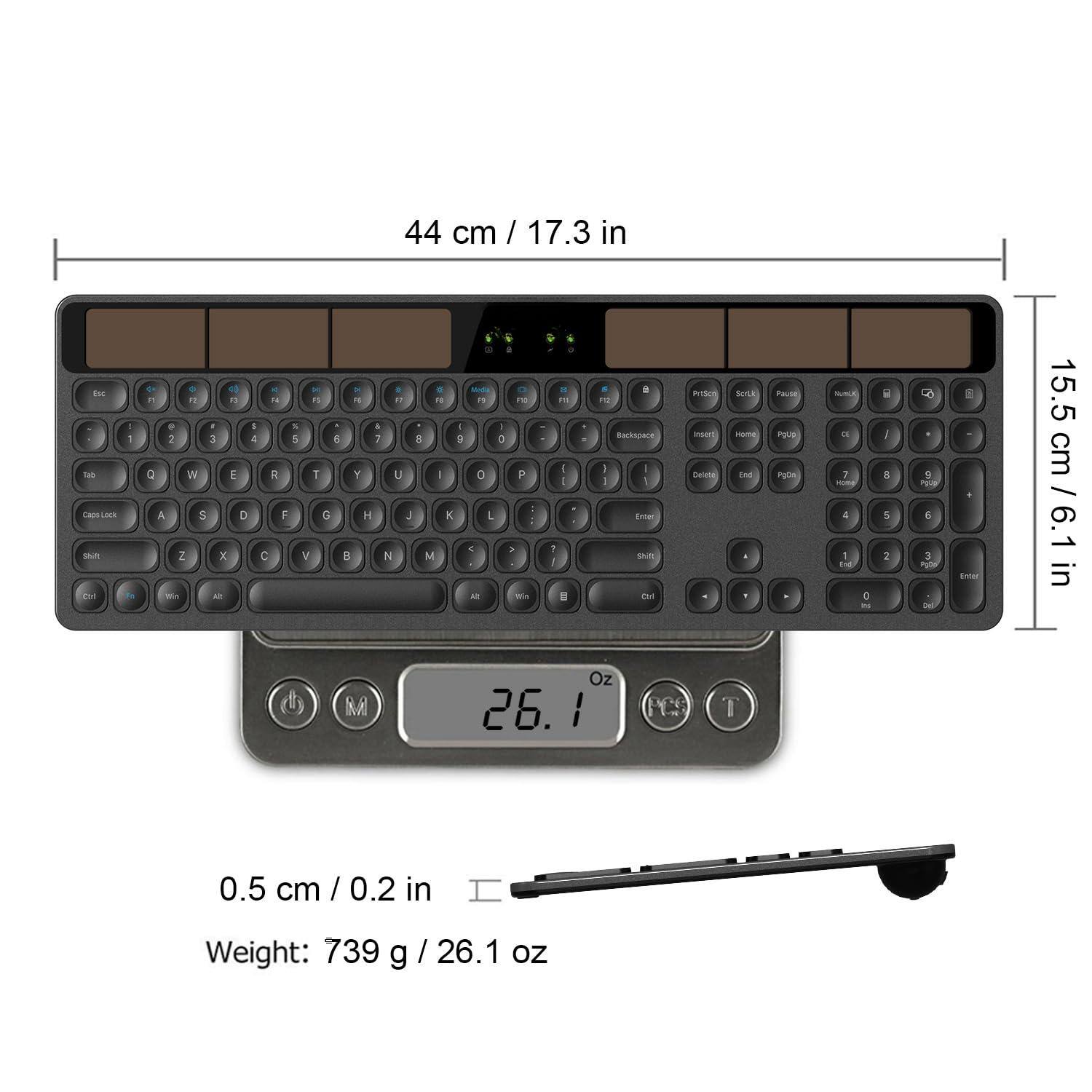 44 cm / 17.3 in  
15.5 cm / 6.1 in  
0.5 cm / 0.2 in  
Weight: 739 g / 26.1 oz