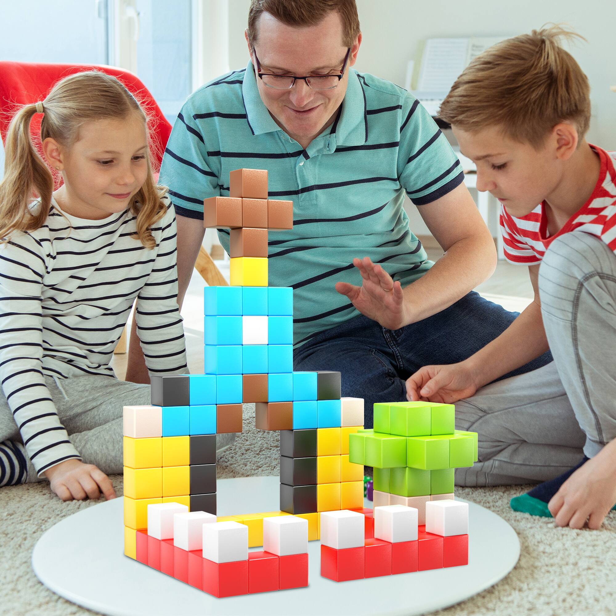 Alt View 3. PicassoTiles - PICASSO-TILES Magnetic Tiles Puzzle Cube for Kids, 108PCS Construction STEM Building Blocks Educational Toy.