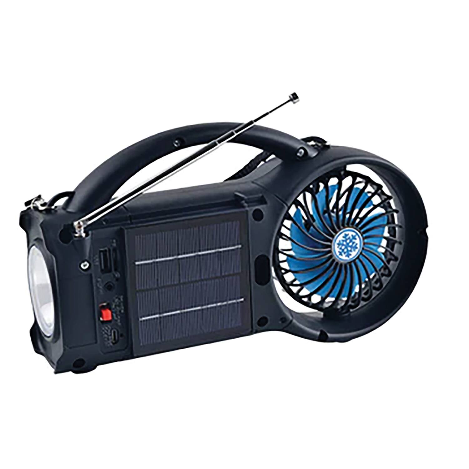 Alt View 2. Supersonic - Portable Bluetooth Solar-Powered Speaker SC-1073ERF with FM Radio, LED Torch Light, and Fan - Black.