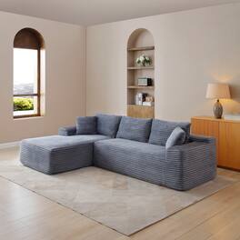 Anysun - 95" Rabbit Hair Modular Cloud Sofa - Left L-Shape, Recliner, Minimalist Sleeper & Deep Seat for Living Room - Gray