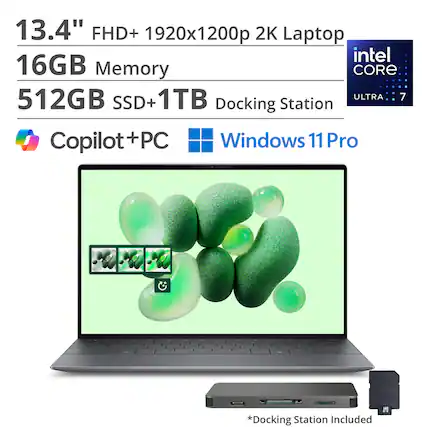 13.4" FHD+ 1920x1200p 2K Laptop
Intel Core Ultra 7
16GB Memory
512GB SSD + 1TB
Docking Station
Copilot + PC
Windows 11 Pro
*Docking Station Included