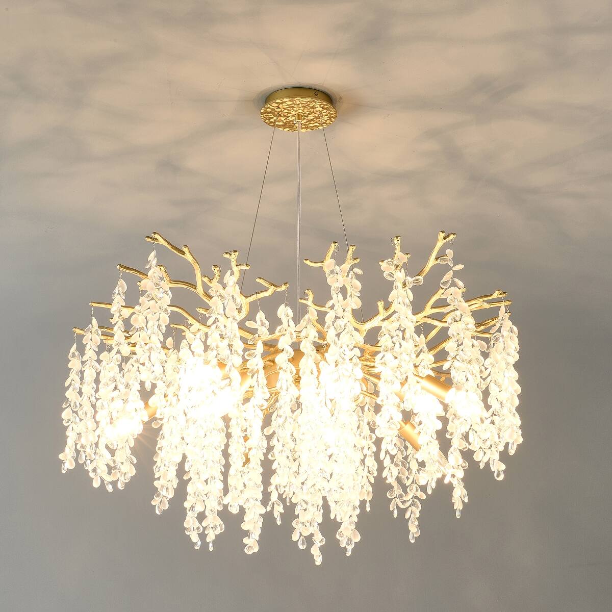 Alt View 10. Loheer - Loheer 10-Light Crystal Chandelier Gold Modern Farmhouse Ceiling Light for Dining Room or Kitchen Island.