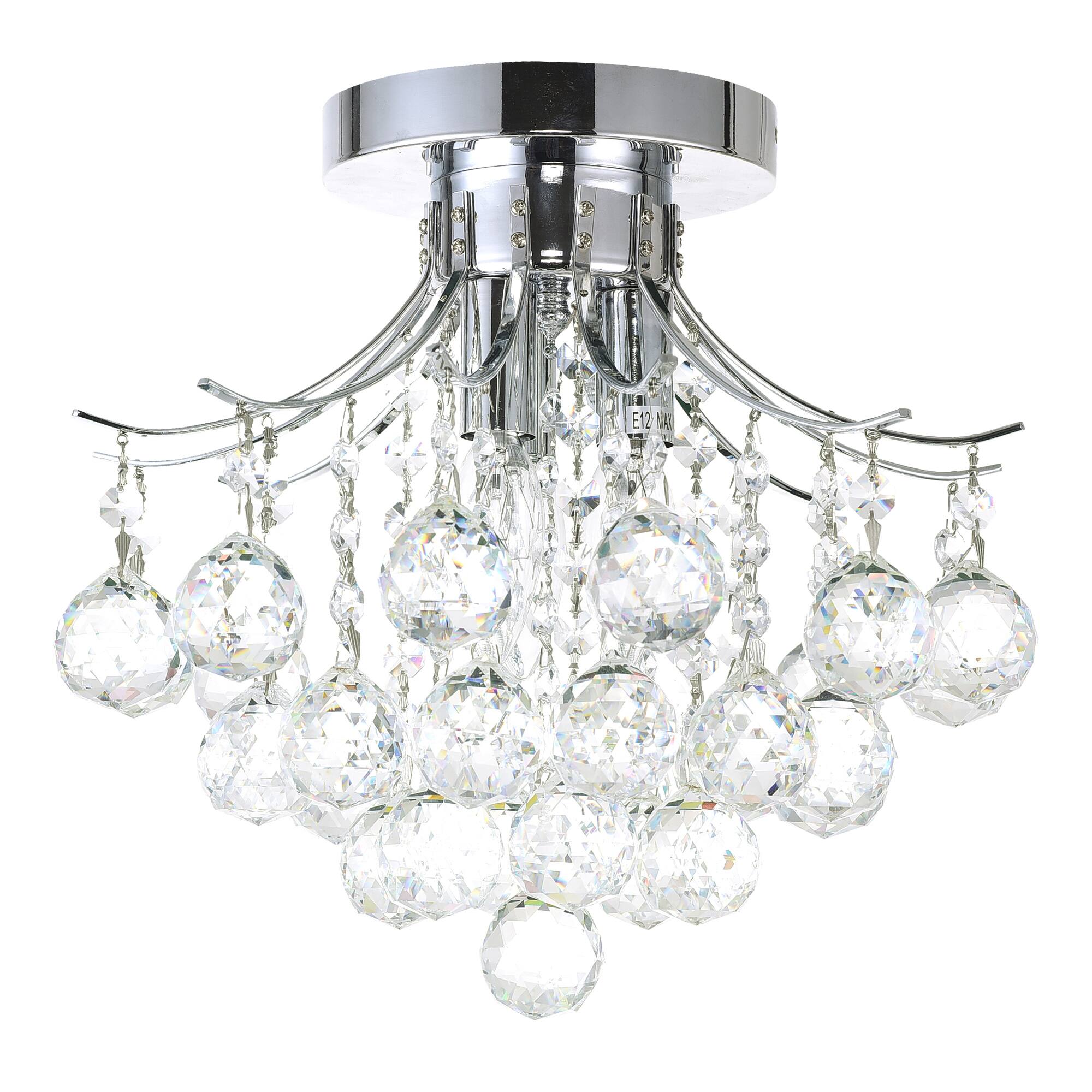 Alt View 1. CWI Lighting - Princess 3 Light Flush Mount With Chrome Finish - Chrome.