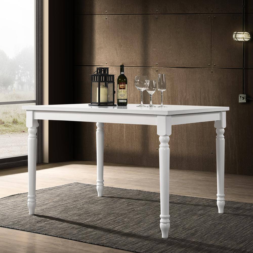 Alt View 3. Carolina Chair & Table - Draven Farmhouse Dining Table - Pure White - White.