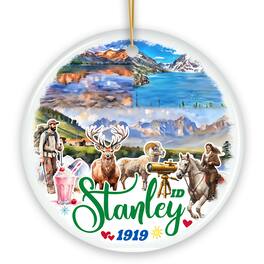 OrnamentallyYou - Breathtaking Stanley Mountain Town Ornament, Idaho Wilderness Christmas Gift (Circle) - Multi-colored