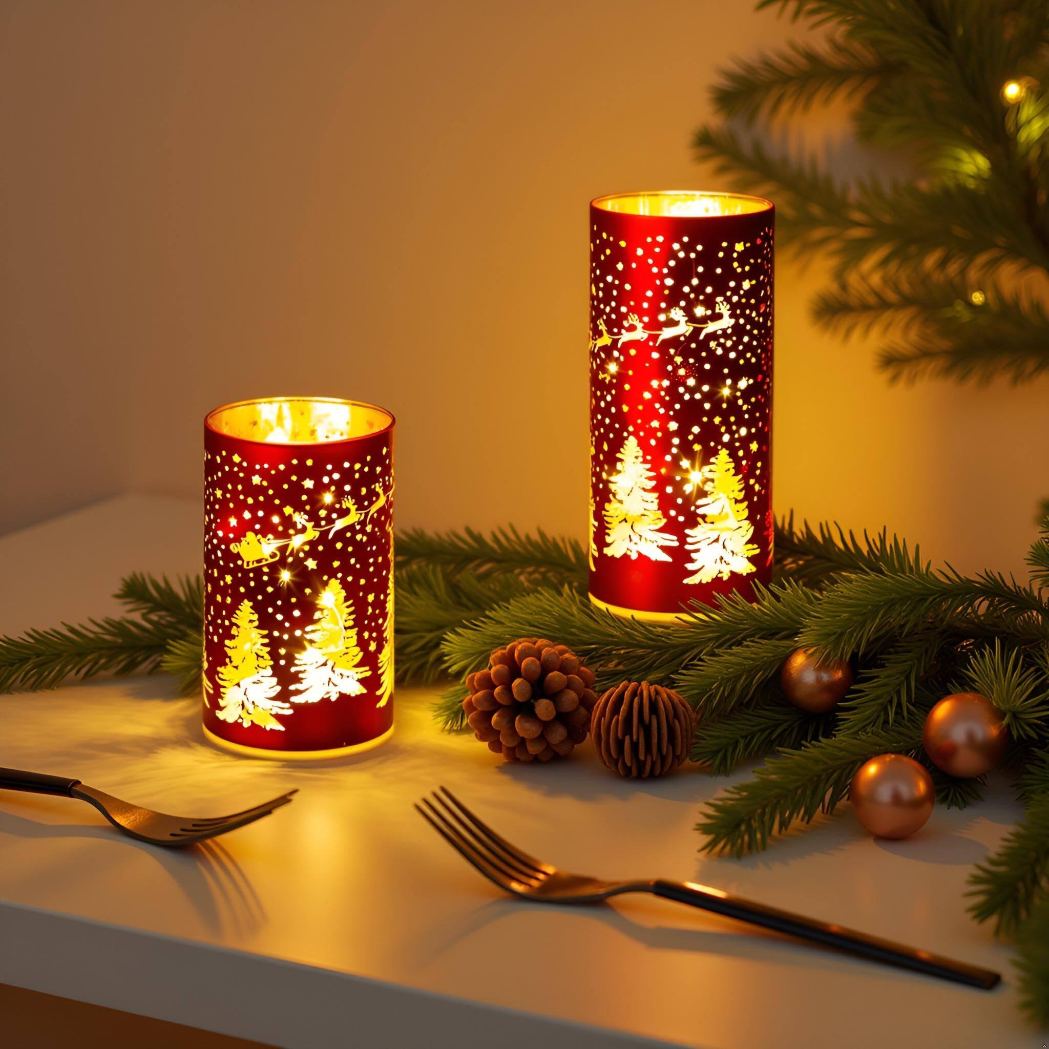 Alt View 7. Refined Abode Design - Christmas Decorations Indoor Mercury Glass Lights Timer Fairy Light Led Latern Tree Deer Carvings Lamps Table - White.