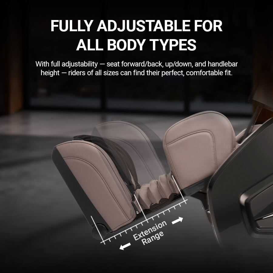 FULLY ADJUSTABLE FOR ALL BODY TYPES

With full adjustability — seat forward/back, up/down, and handlebar height — riders of all sizes can find their perfect, comfortable fit.