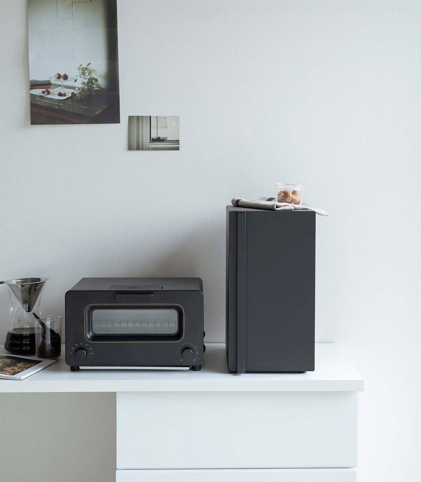Alt View 10. Yamazaki Home - Bread Box - Vertical - Steel - Black.