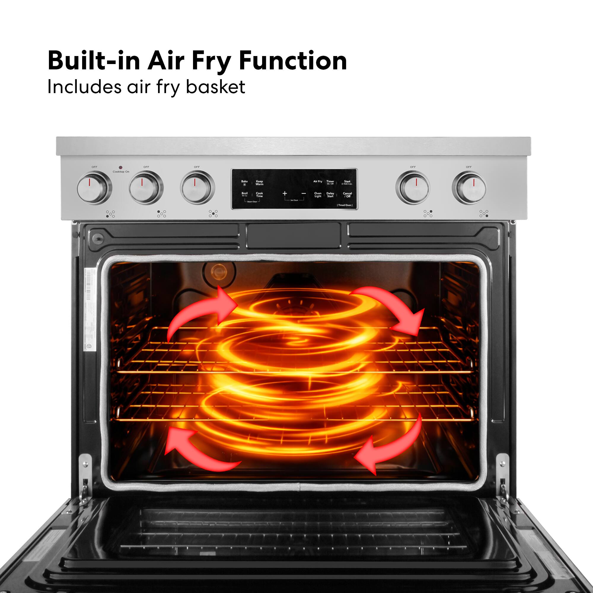 Built-in Air Fry Function  
Includes air fry basket