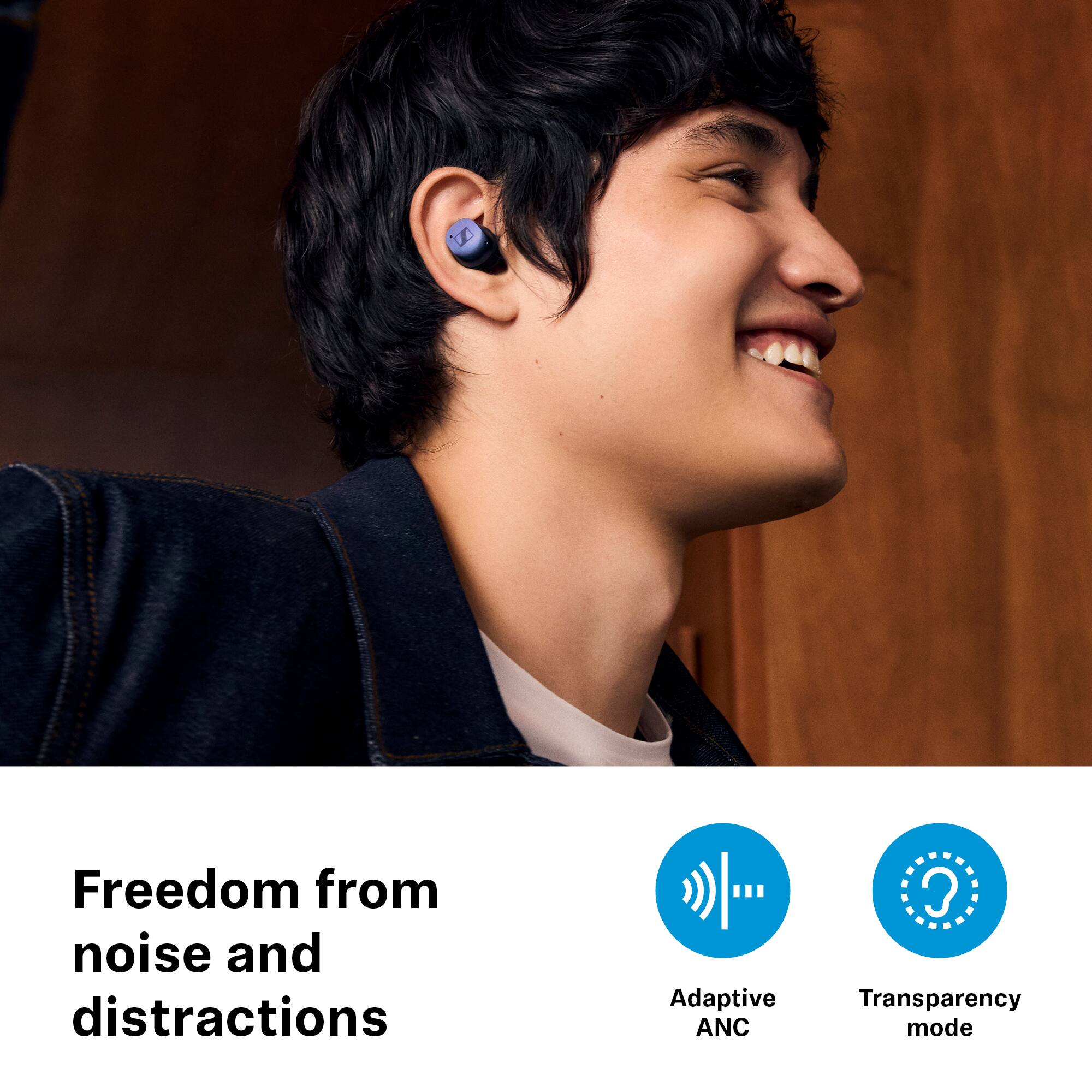 Freedom from noise and distractions Adaptive ANC 3 Transparency mode