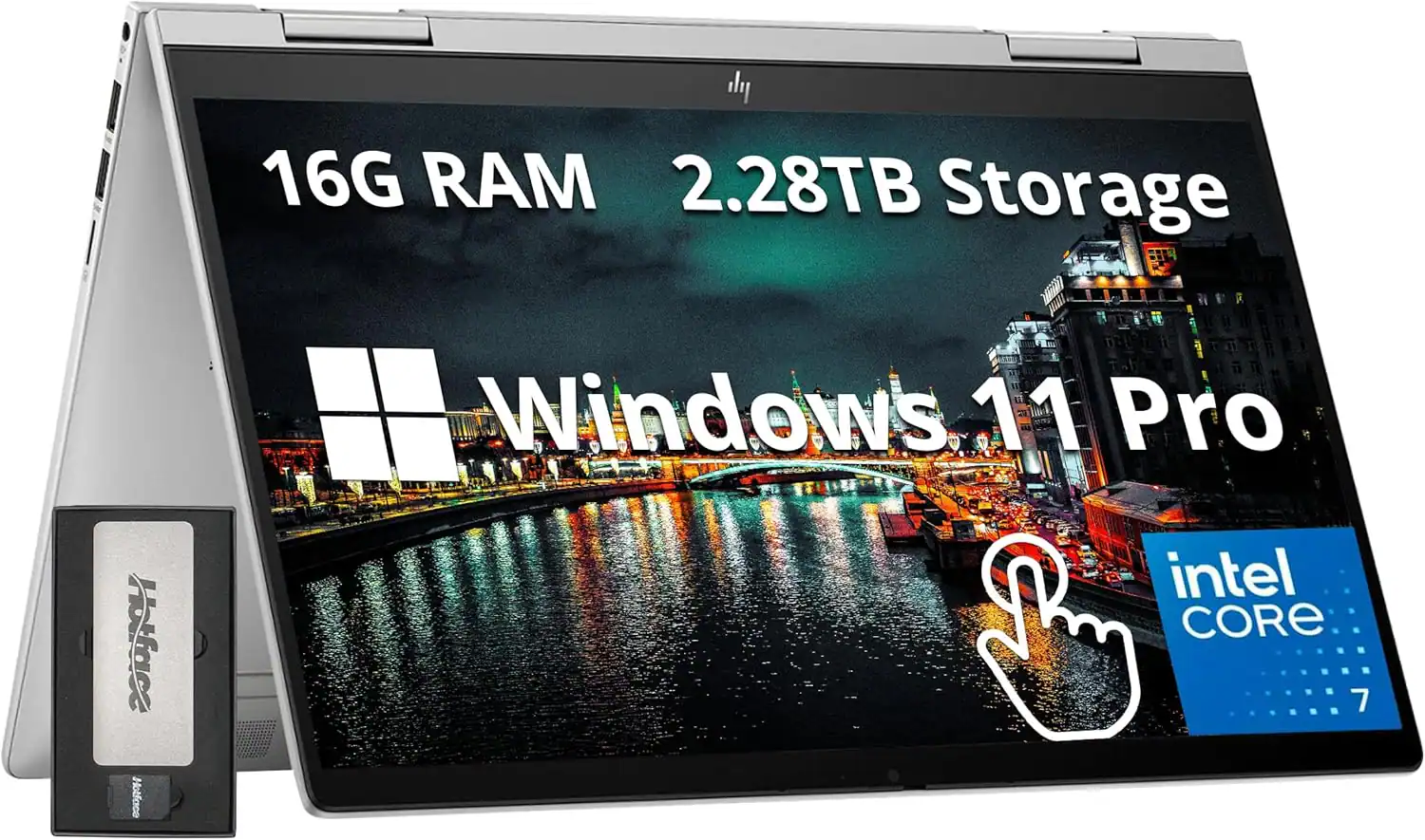 HP - Envy x360 2-in-1 14" FHD Touchscreen Laptop,Intel Core 7 150U,16GB RAM,2TB SSD+256GB Dock Station,Win 11 Pro - Silver