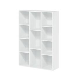 FurniFact - 11-Cube Reversible Open Shelf Bookcase, Wooden Finish for Flexible Storage - White