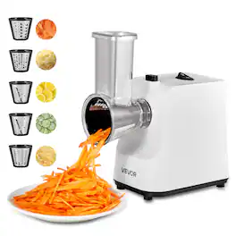VEVOR - Electric Cheese Grater Salad Maker, 200W Salad Shooter, Electric Vegetable Slicer Shredder Chopper for Fruits - Silver