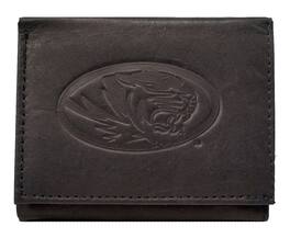 Rico Industries - Missouri MIZZOU Tigers Distressed Look Embossed Logo Black Leather Trifold Wallet - Multi