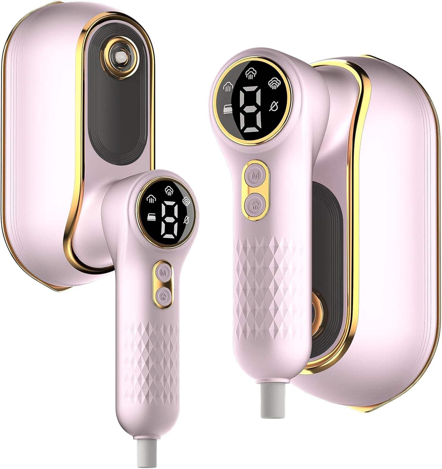 FINEAK - 1200W Portable Travel Fabric Steamer 4 Modes LCD 10S Heat-Up 150ml Tank 180°Swivel Handle - Pink