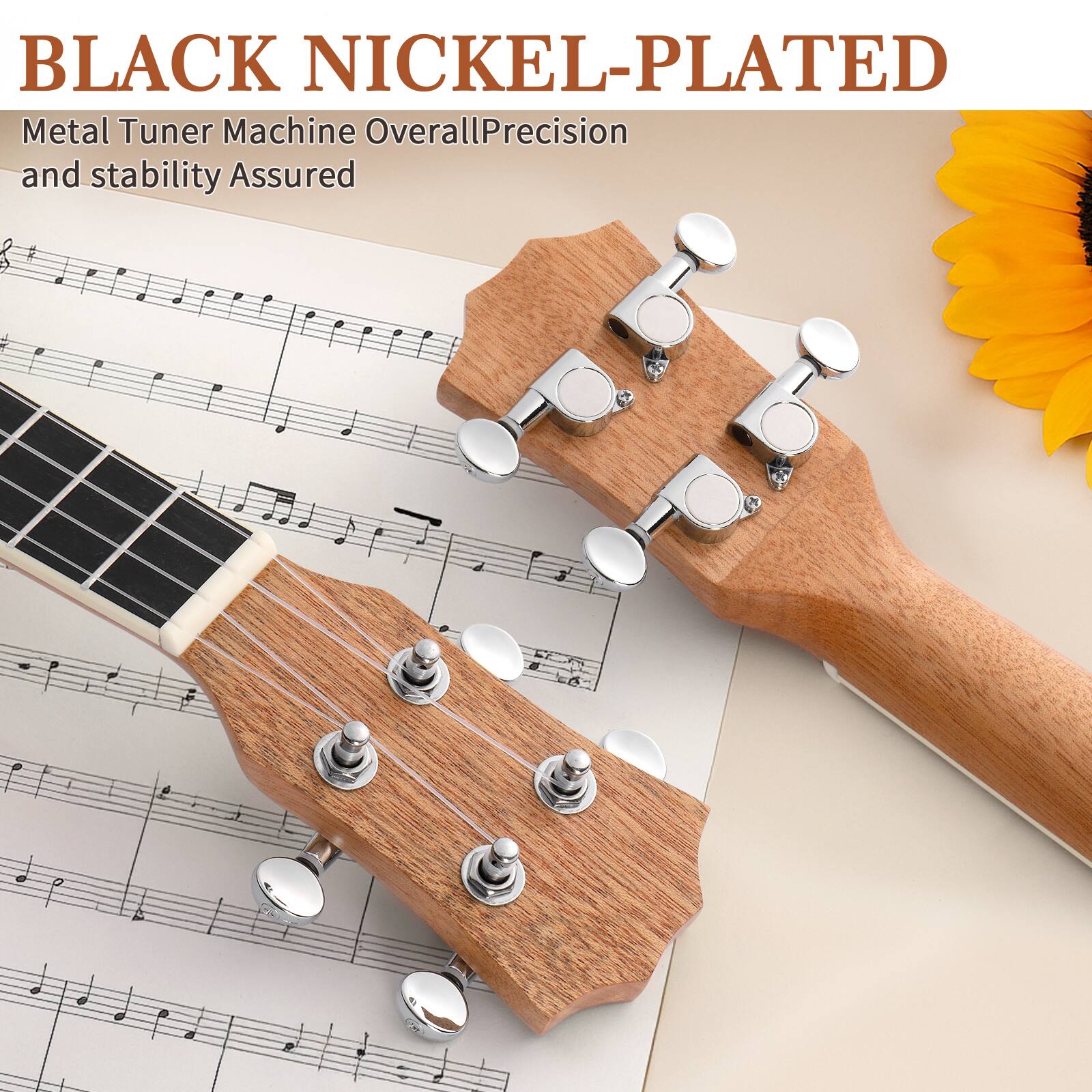 BLACK NICKEL-PLATED  
Metal Tuner Machine Overall Precision and stability Assured