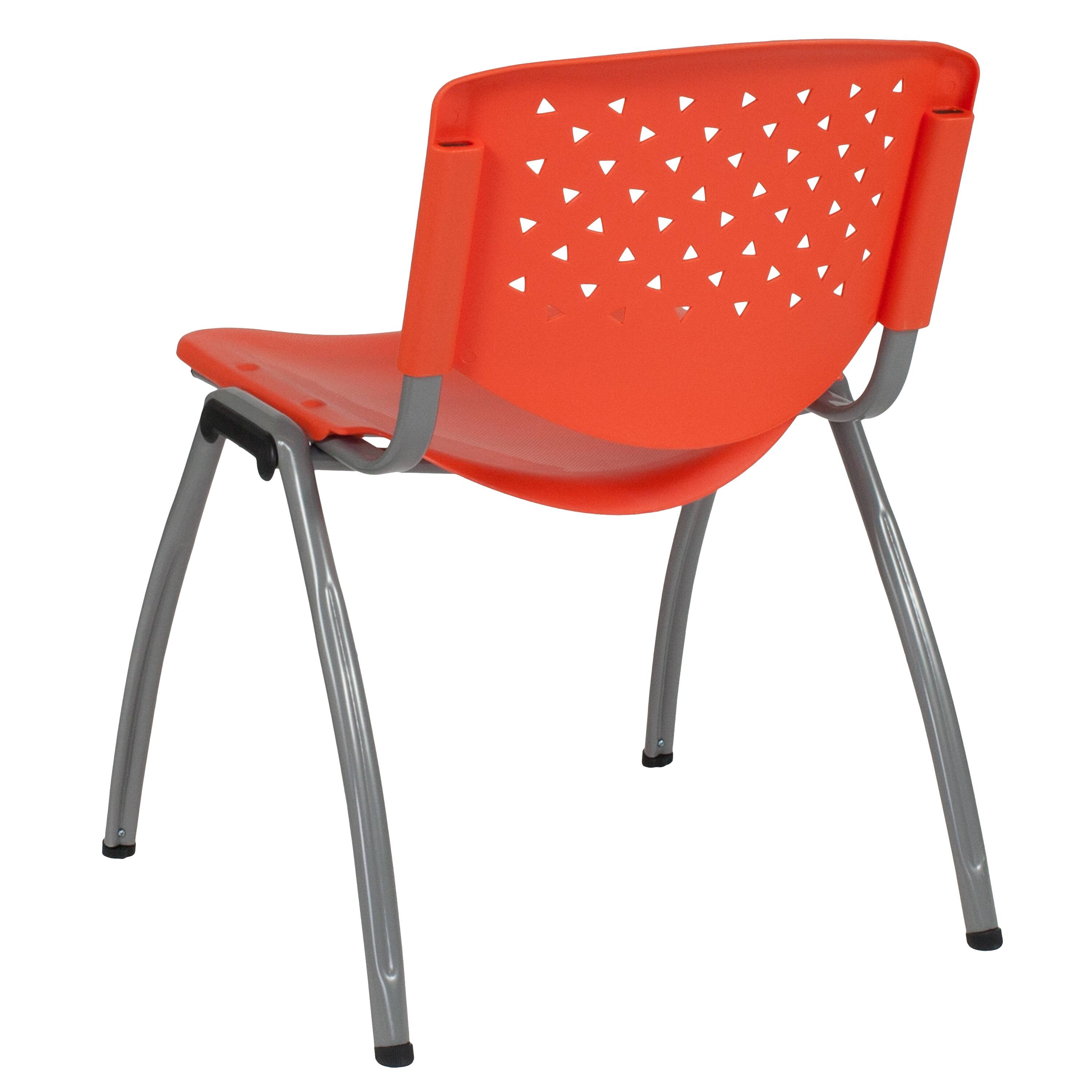 Alt View 5. Emma + Oliver - Home and Office Plastic Stack Chair with Perforated Back - Guest Chair - Orange.