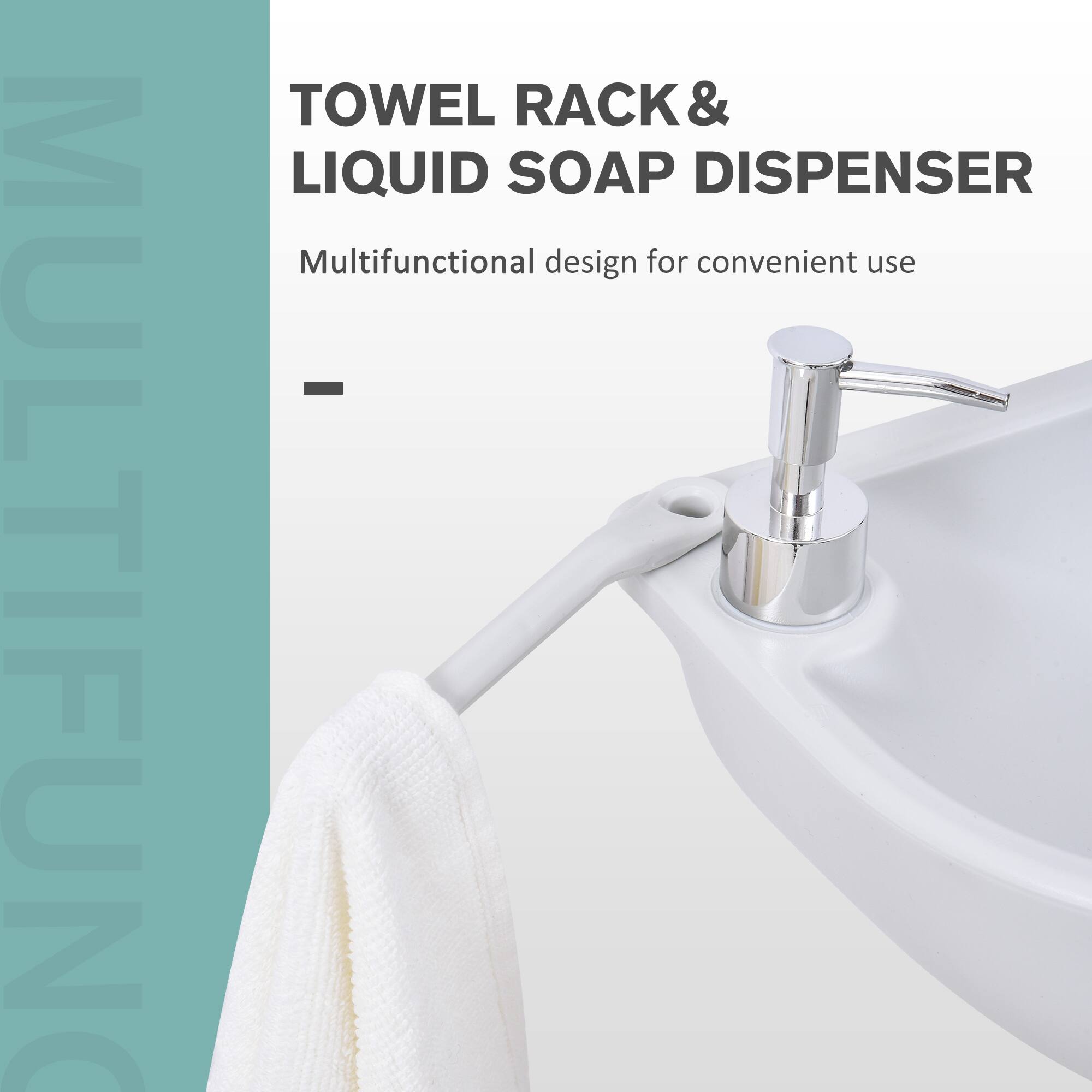 TOWEL RACK & LIQUID SOAP DISPENSER Multifunctional design for convenient use