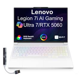 Lenovo - Legion 7i Laptop 16.0 WQXGA Display (Core Ultra 7 255HX, 64GB, 4TB SSD, GeForce RTX 5060, Win 11 Pro) w/USB Hub - Glacier White