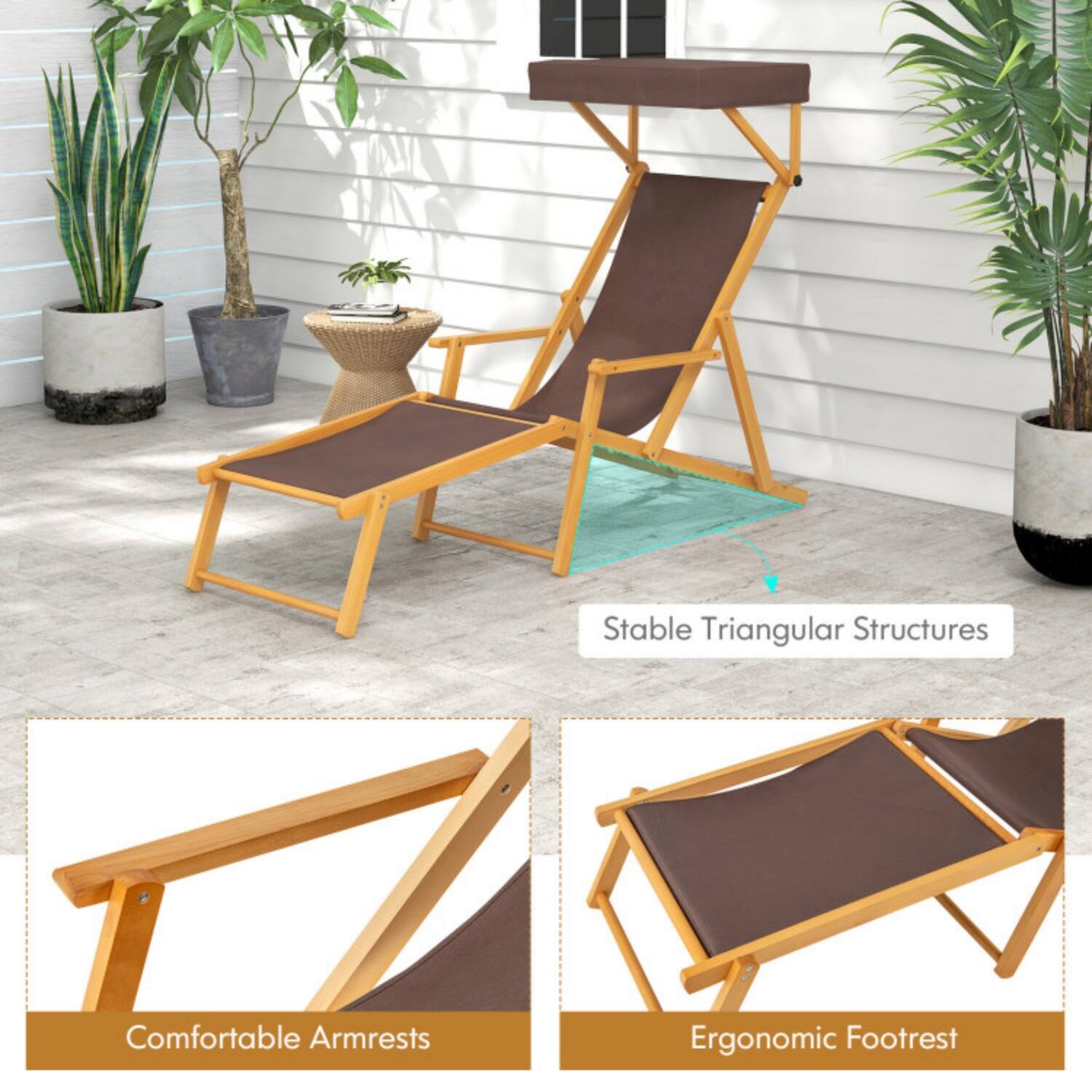 Stable Triangular Structures  
Comfortable Armrests  
Ergonomic Footrest