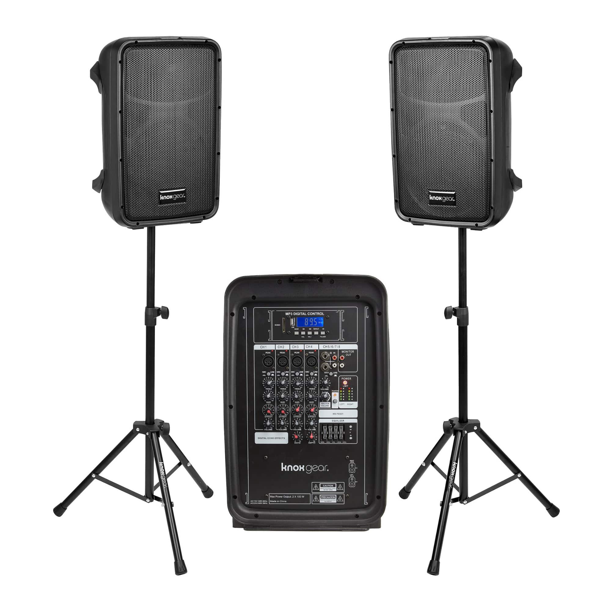 Knox - Gear 8-inch Active Loudspeakers Combo Set with USB, SD and Bluetooth - Black
