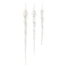BreeBe - Glass Icicle Ornament (Set of 18) - Clear
