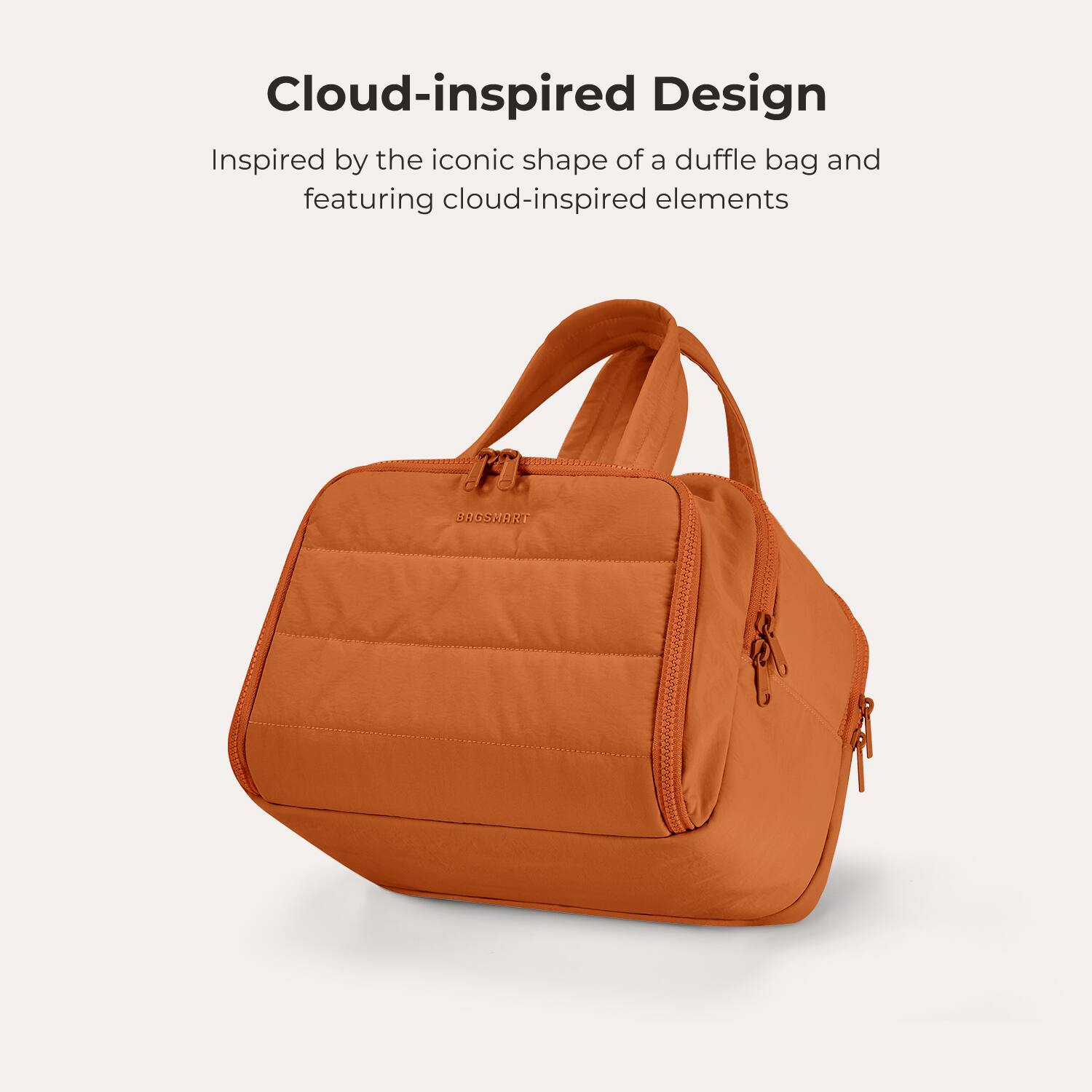 Cloud-inspired Design  
Inspired by the iconic shape of a duffle bag and featuring cloud-inspired elements