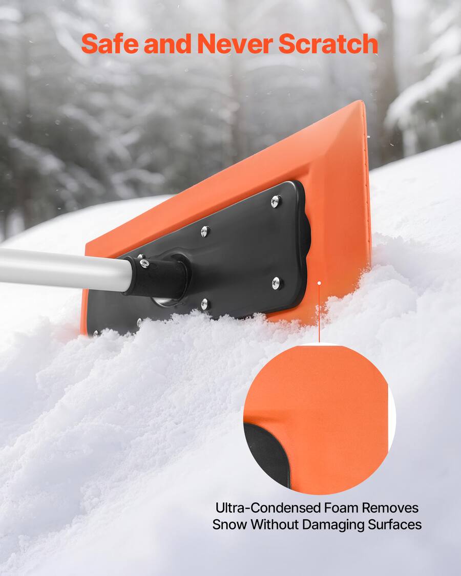 VEVOR Snow Roof Rake, 4ft Long Reach Car Roof Snow Scraper, 17.7 in ...