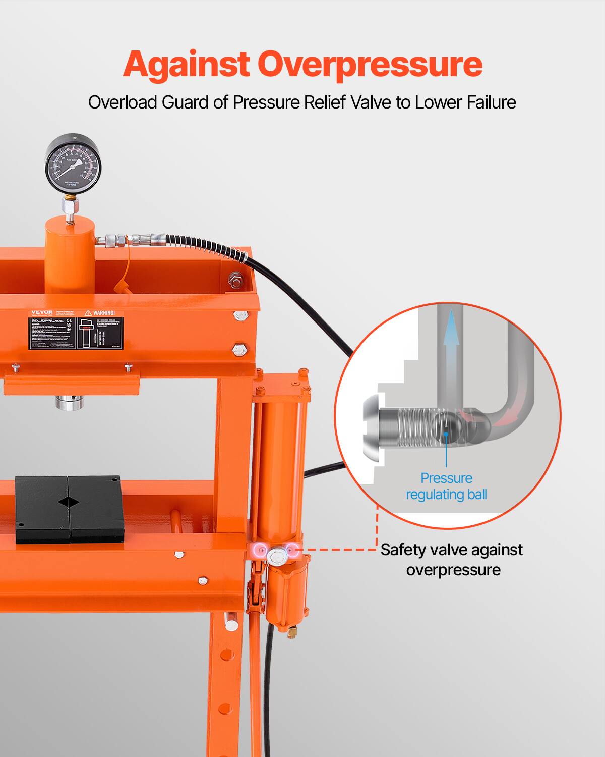VEVOR Hydraulic Shop Press, 30 T H Frame Pneumatic Shop Press with ...