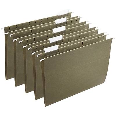 Staples - Staples® 100% Recycled Hanging File Folders, Letter, 1/5-Cut Tab, Letter Size, 25/Box (ST116764) - Standard Green
