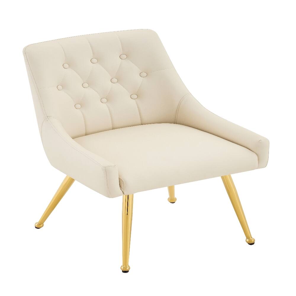 Alt View 7. Loheer - Leather Dining Chairs Set of 2 Tufted Accent Chair Modern Dining Seating Off White Faux Leather Chairs - Off White.