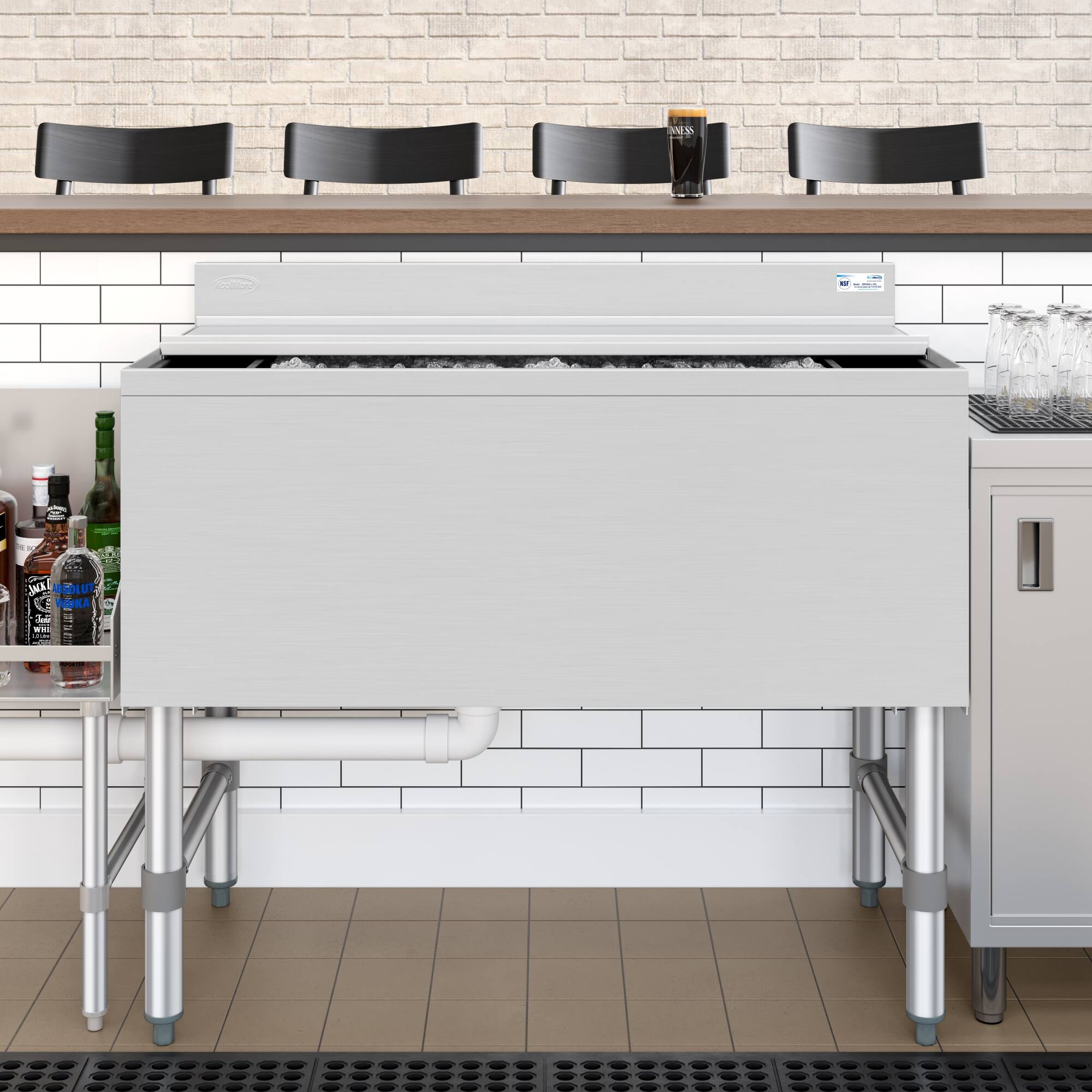 Back. Koolmore - 36 in.  Underbar Ice Bin with Siding Lid in Stainless Steel (KM-UIB-1836) - Stainless Steel.