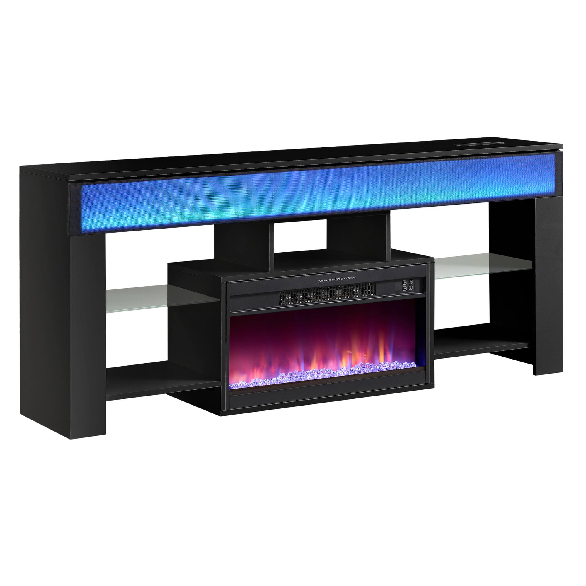 "Living Essentials Corp - Neo 62"" Console with Speaker Bar with Built-in 26"" Electric Crystal Fireplace - Black" price history on PriceWatchPro