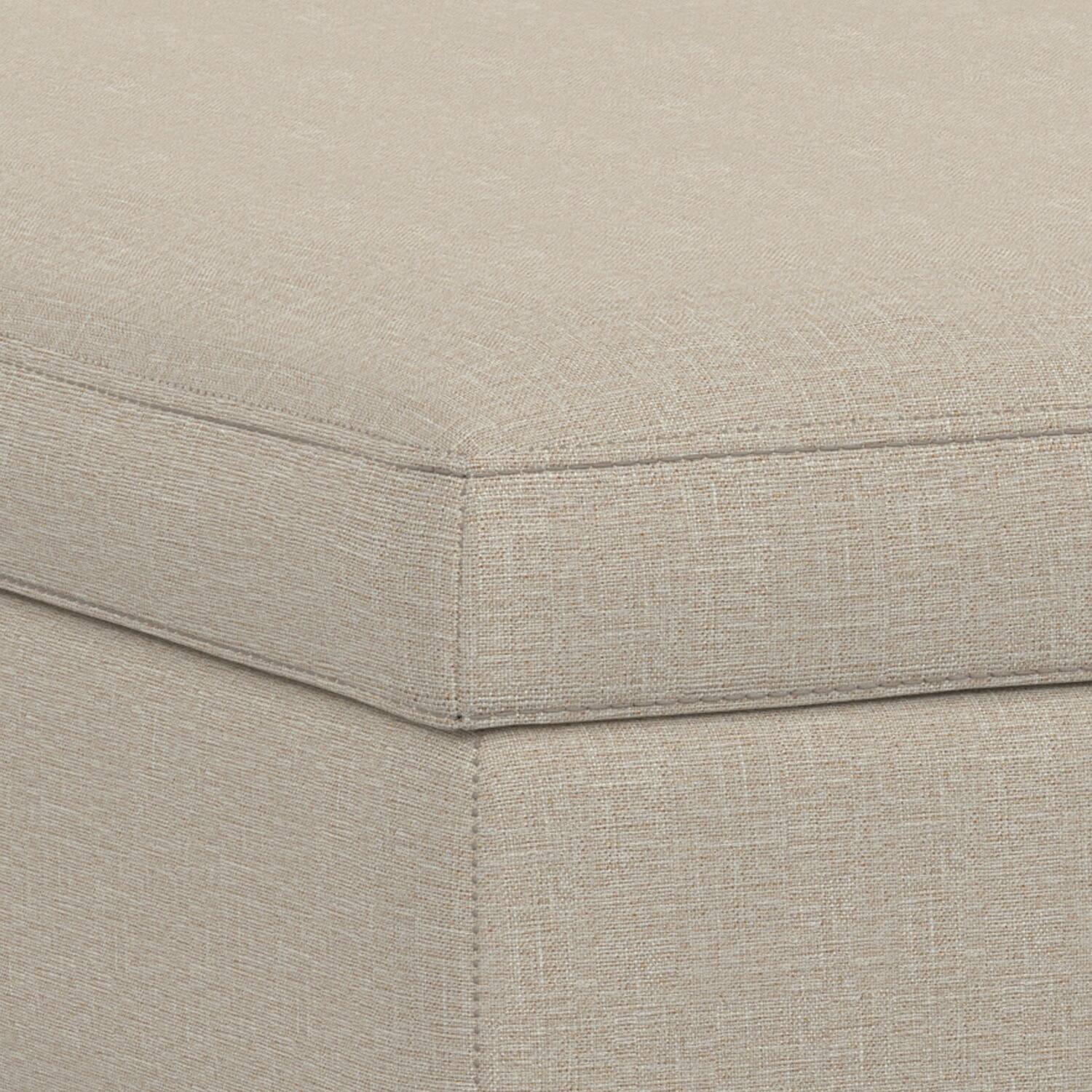 Alt View 6. Simpli Home - Owen 40 inch Wide XL Square Coffee Table Storage Ottoman in Natural Polyester Fabric - Natural.