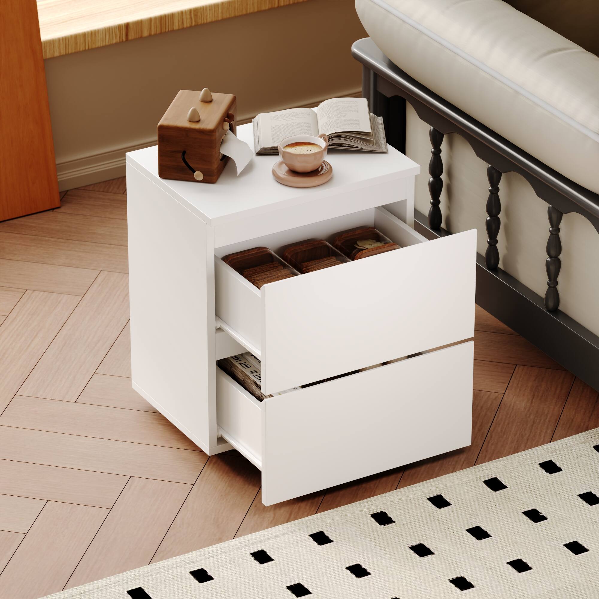 Alt View 7. FUFU & GAGA - FUFU&GAGA  Modern 2 - Drawer Nightstand: Minimalist Bedroom Storage Solution - White.