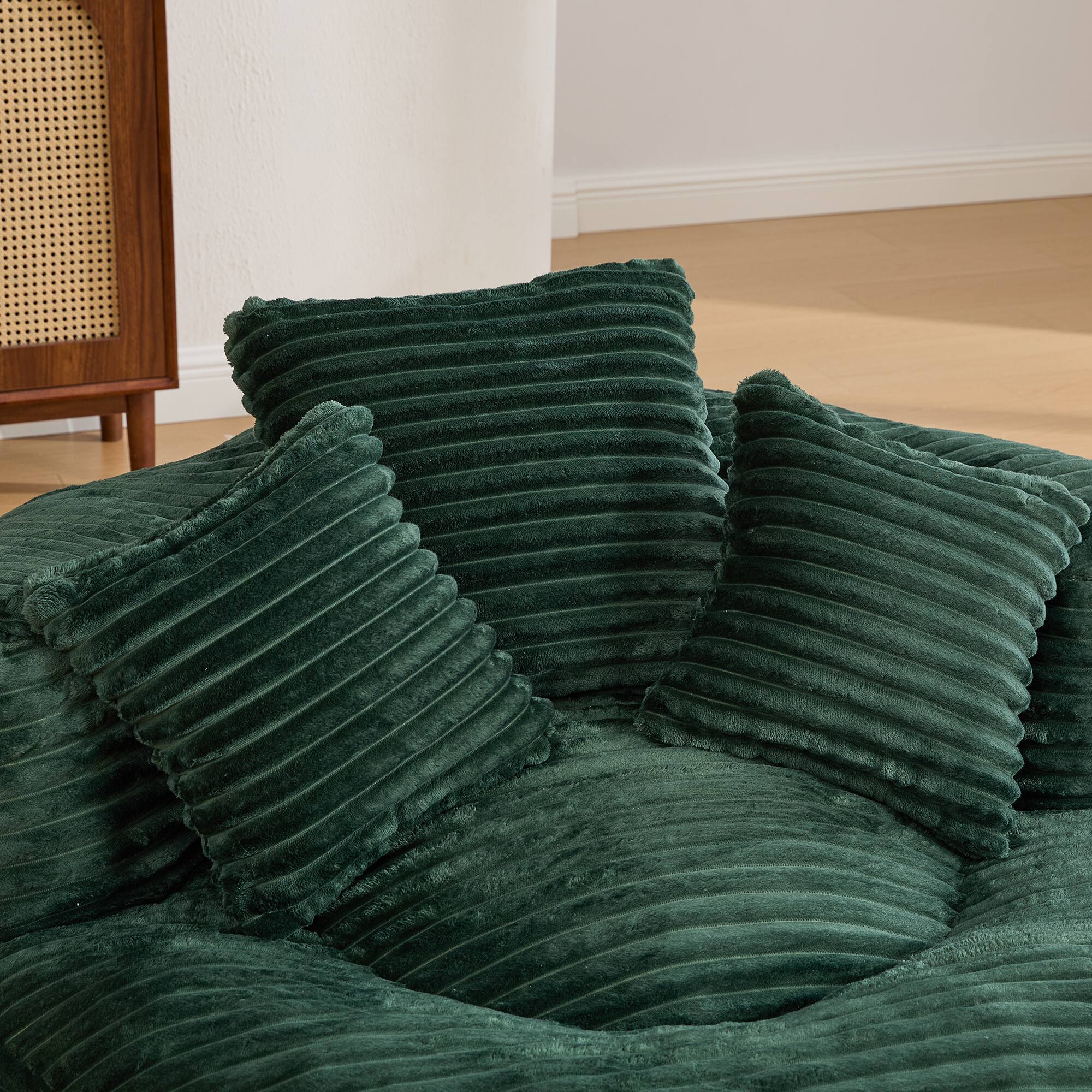 Alt View 7. Meqiodas - Bean Bag Chairs, Bean Bag Sofa for Adults, Kids,Oversized Corduroy Bean Bag Chair with 3 Pillows & Armrest - Green.
