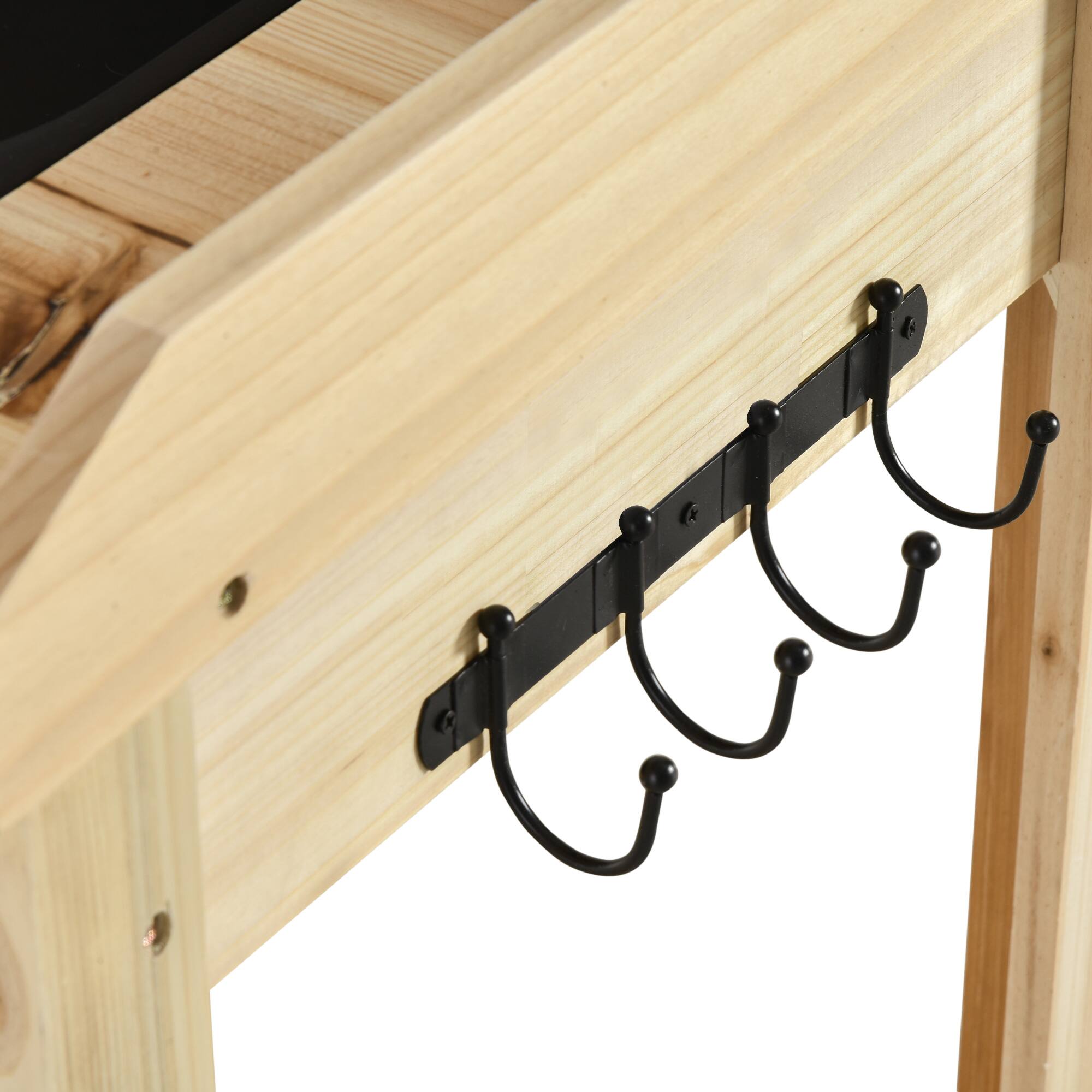 Alt View 7. Outsunny - Potting Bench Table, Garden Work Bench, Workstation with Metal Sieve Screen, Removable Sink, Additional Hooks - Natural wood finish.