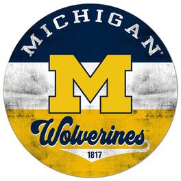 Jardine - Michigan Wolverines 20'' x 20'' Retro Logo Circle Sign - Navy