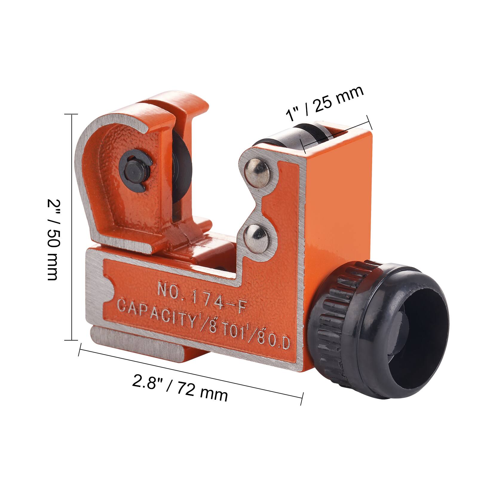 25 mm "1" 2" 2" / 50 / mm NO. 174-F CAPACITY/8T01780.D CAPACITY 8 8T01/80.D T01 80.D 2.8" I 72 mm

1" / 25 mm  
2 1/50 mm  
NO. 174-F  
CAPACITY/8T01780.D  
2.8" / 72 mm