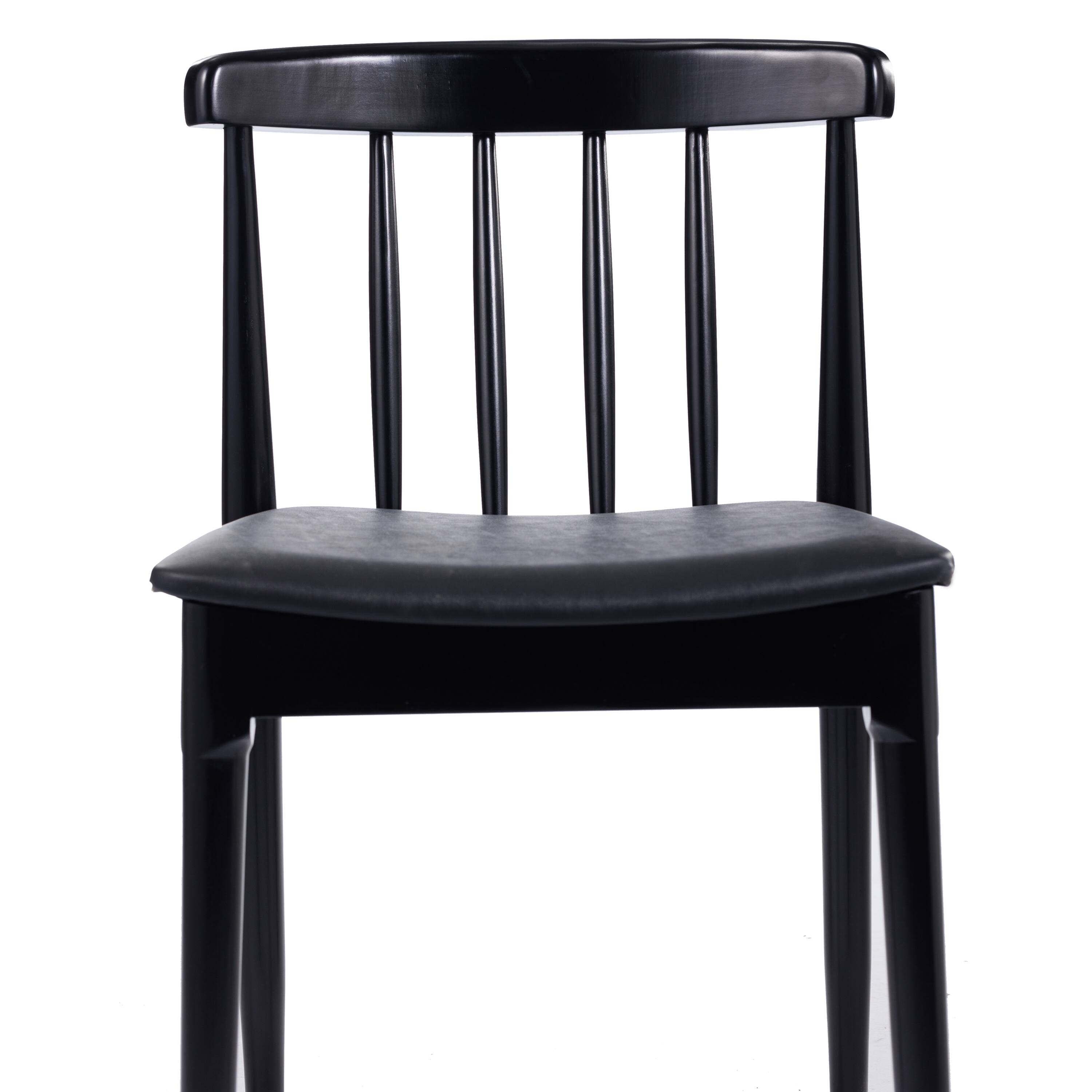 Alt View 9. Emma + Oliver - Charlize Solid Wood Dining Chair with Spindle Backrest and Vinyl Seat - Black Vinyl Seat/Black Wood Frame.