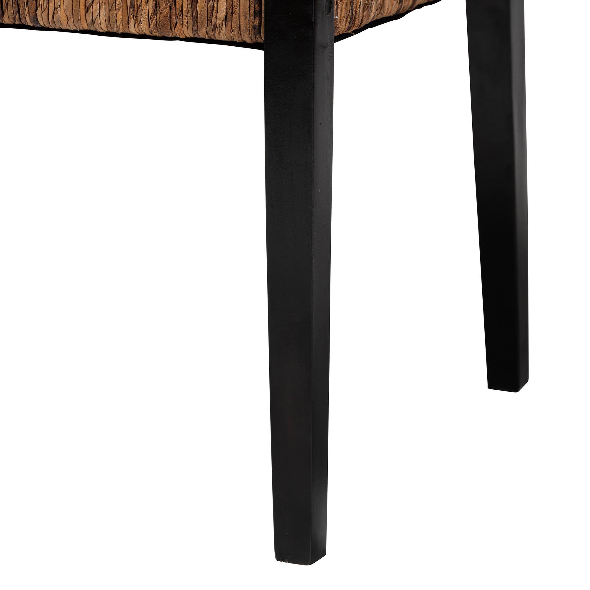 Alt View 1. bali & pari - Raniya 2-Piece Handwoven Seagrass Armchairs - Solid Mango Wood Frame Dining Chair with Woven Seat and Backrest - Natural Brown/Black.