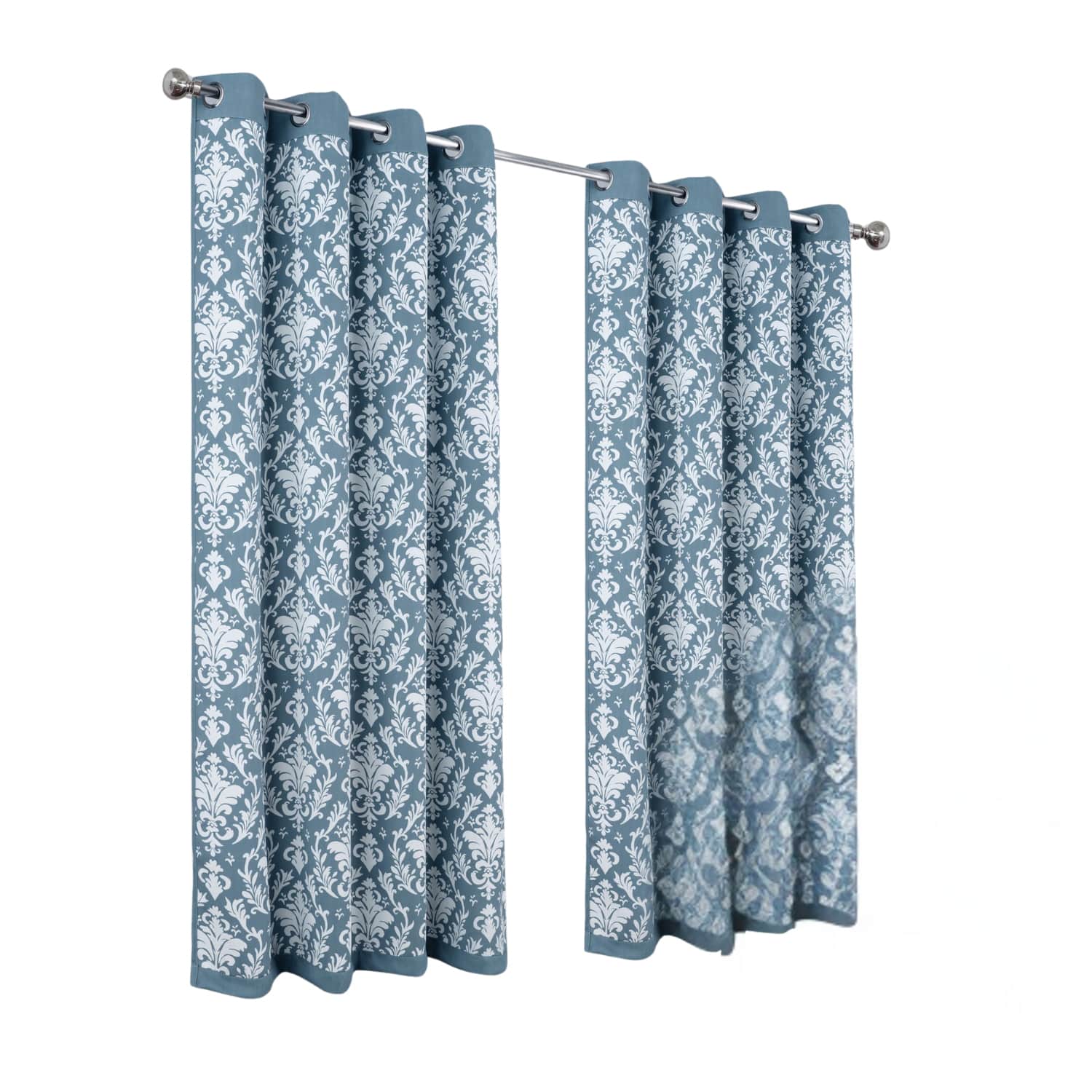Olivia Gray - 100% Polyester 190 GSM Cressida Reversible Blackout Grommet Curtain Panel 54" x 90" - Blue