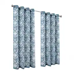 Olivia Gray - 100% Polyester 190 GSM Cressida Reversible Blackout Grommet Curtain Panel 54" x 90" - Blue
