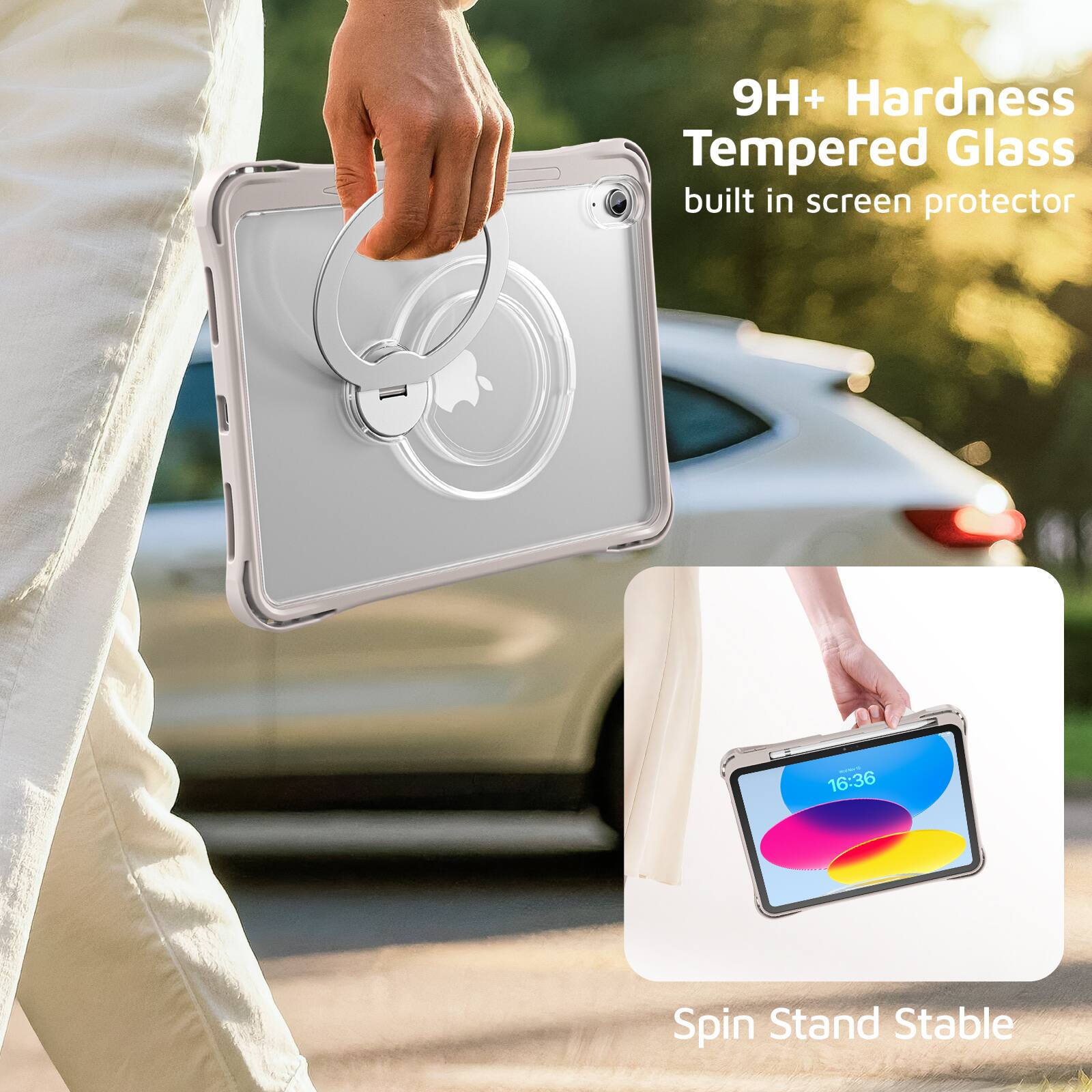 9H+ Hardness Tempered Glass built in screen protector

16:36 Spin Stand Stable