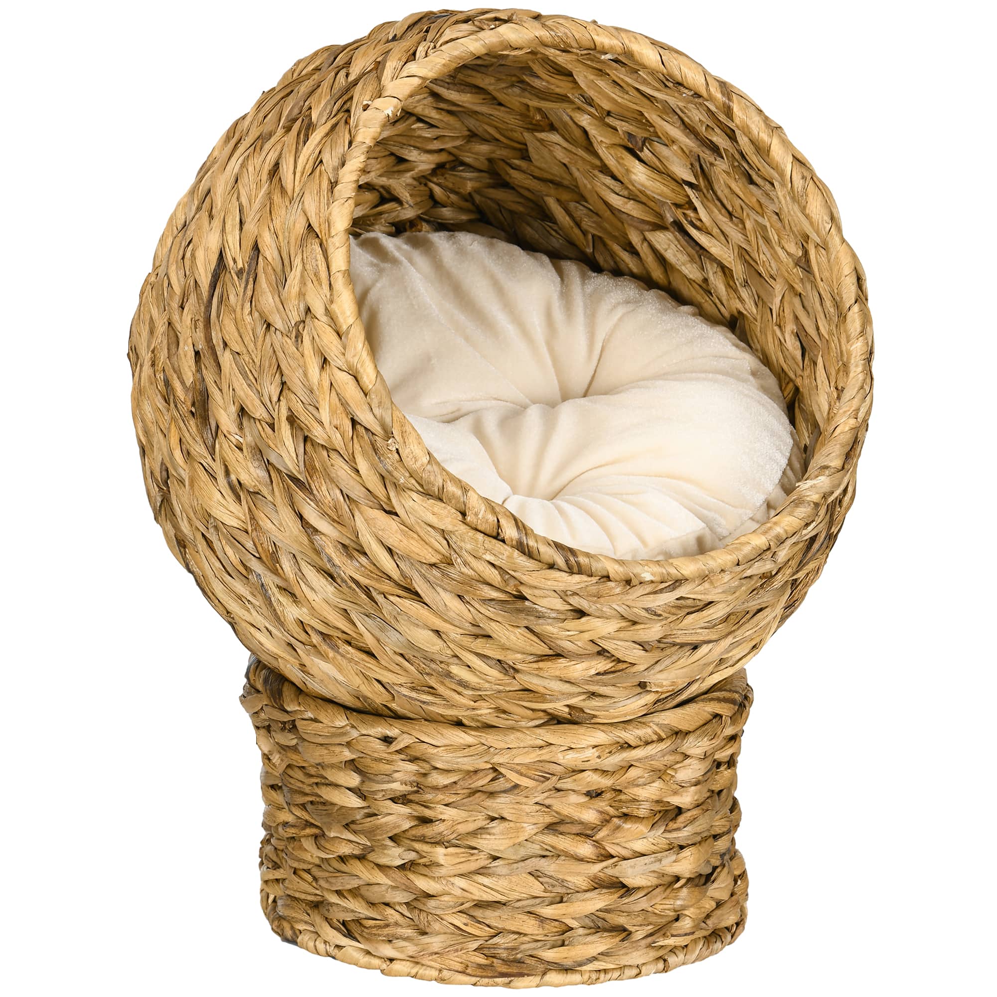 "Pawhut - Handwoven Elevated Cat Bed, Soft Cushion, Cat Egg Chair Shape, with Stand, Raised Wicker, Indoor, 20.5"" H" price history on PriceWatchPro
