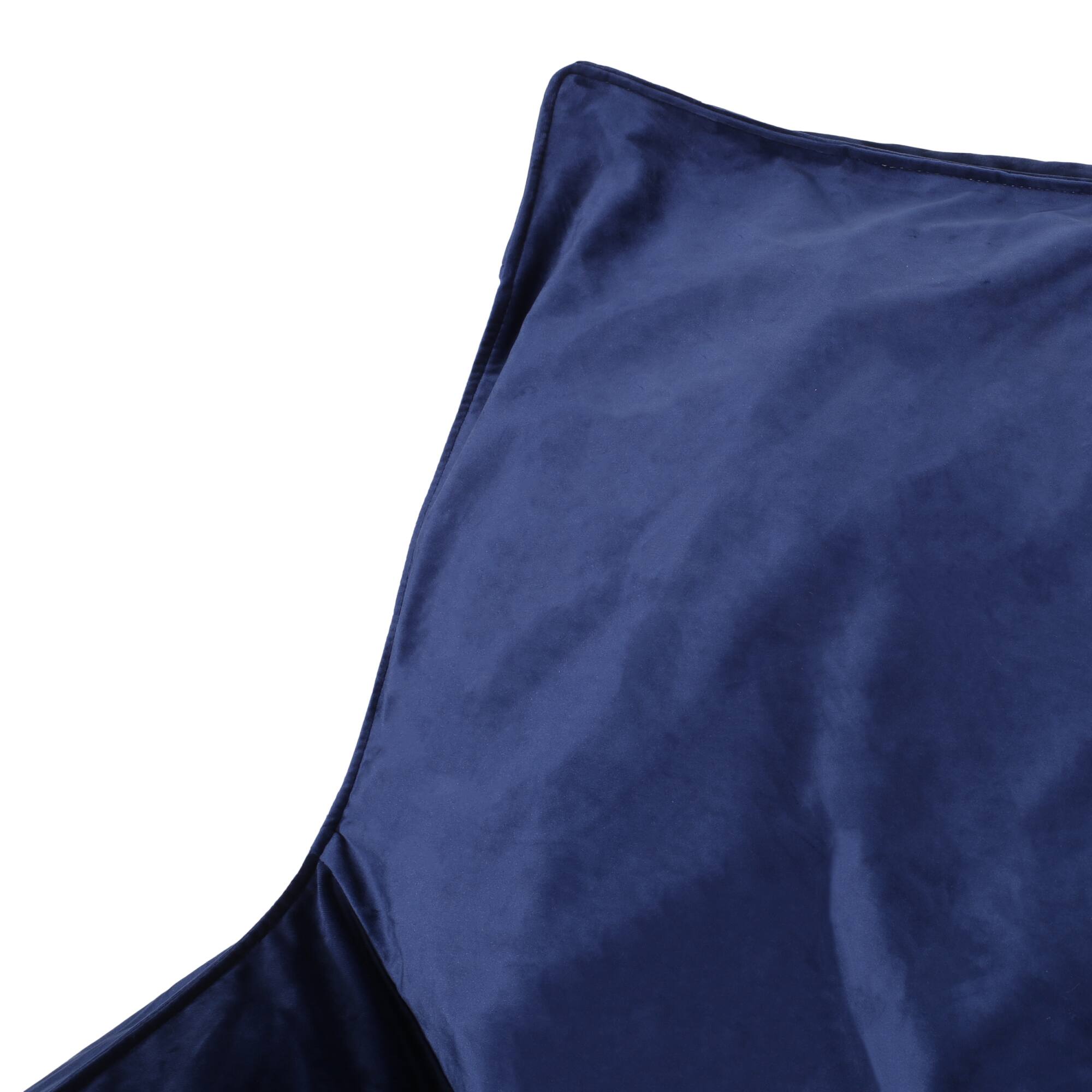 Left. GOODSILO - Luxurious Velveteen Bean Bag Chair with Comfortable Armrests for Cozy Seating - Blue Solid.